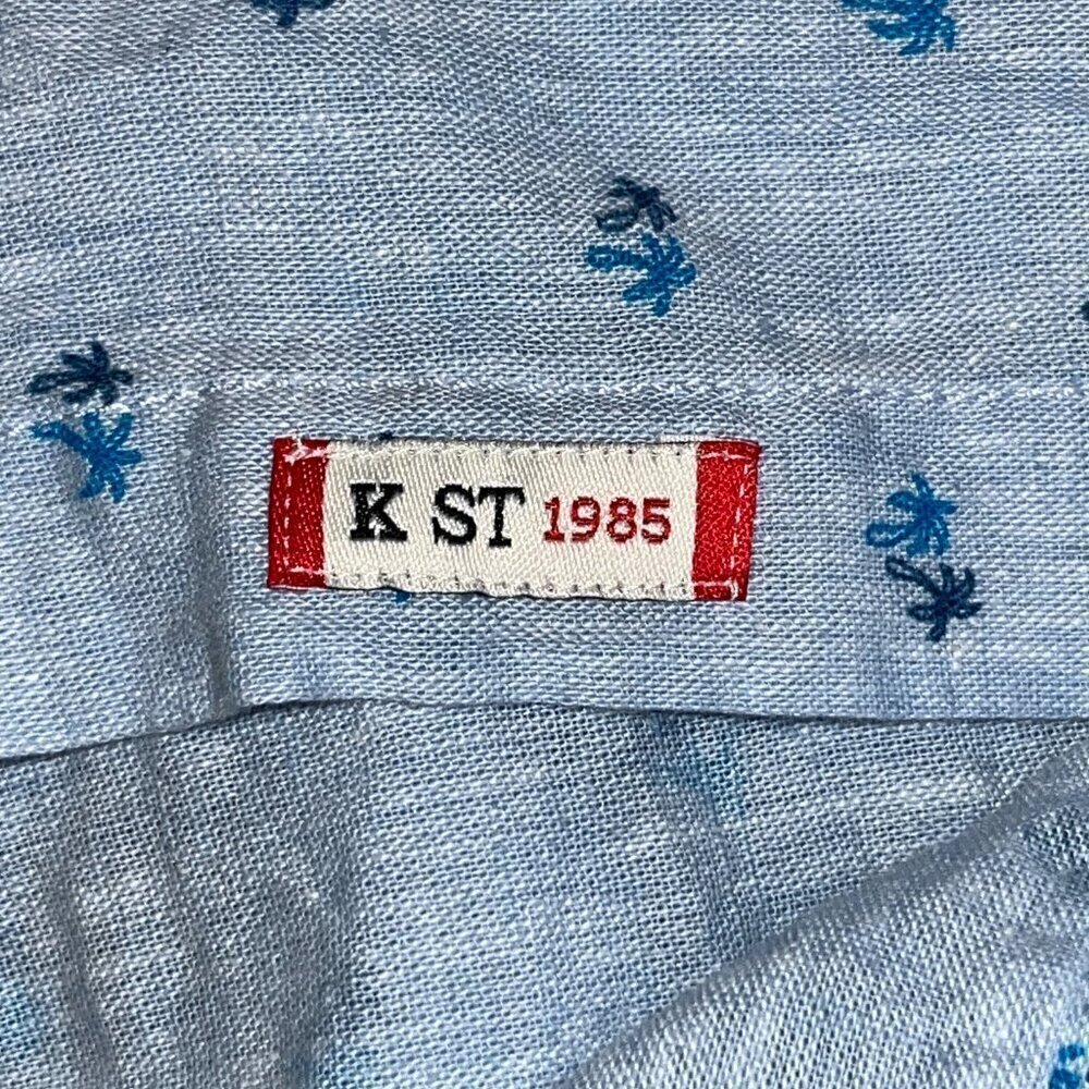 KiWi SAINT TROPEZ Comfort Fit Linen Blend Palm Tree Long Sleeve Shirt Men's XL - Picture 8 of 11
